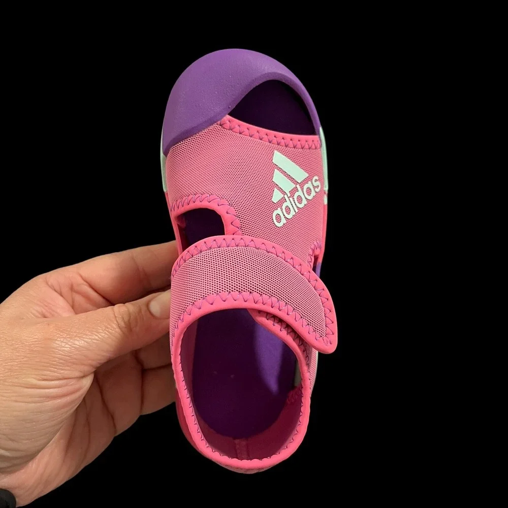 Adidas Toddler Girls Slip-on Water Shoes Size 9.5 Pink Purple Closed Toe Sandals